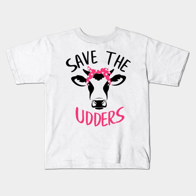 Save The Udders Cow Breast Cancer Awareness Kids T-Shirt by ValentinkapngTee